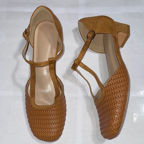 Closed Square Toe Tan Mary Jane’s Woven Women's Shoes Size 8 - Picture 5 of 7